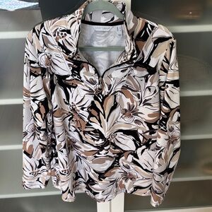 Sophie Shirt Women's Floral Quarter-Zip Sweatshirt - White, Brown, Tan, Black L